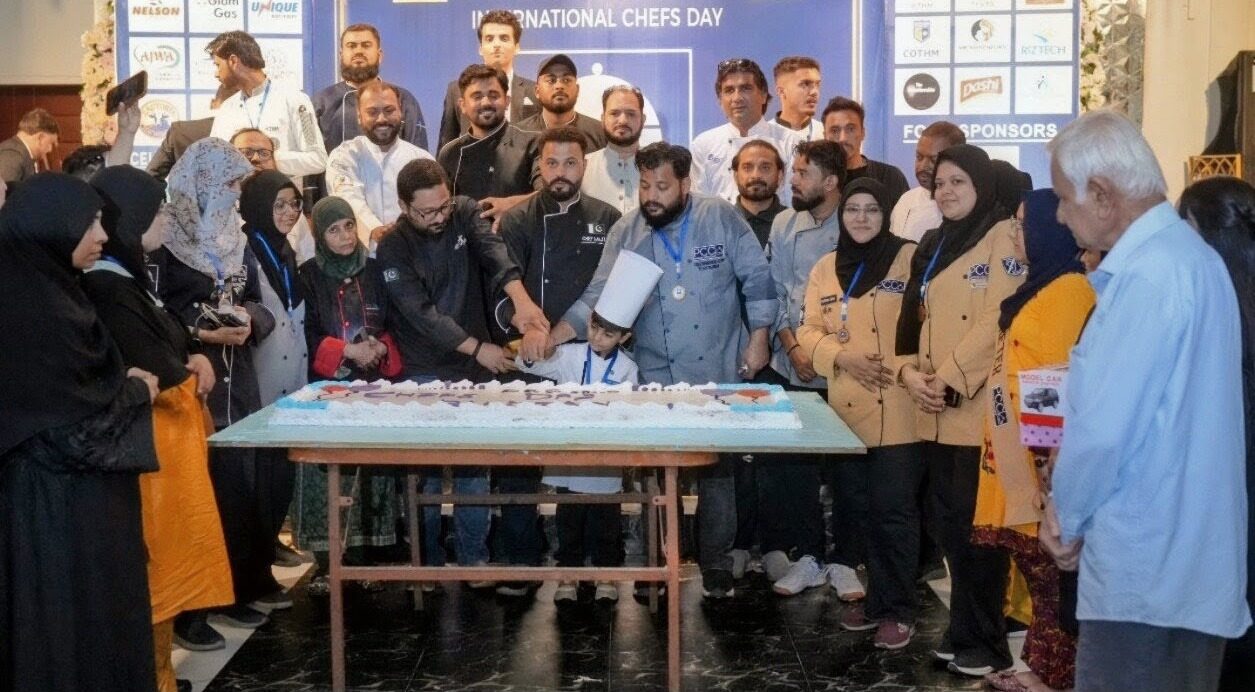 Chefs and culinary participants compete at the Pakistan Chefs Club Culinary Championship and Achievement Awards 2026 in Karachi.