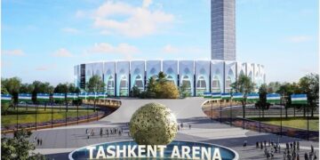 Planned urban development of New Tashkent in Uzbekistan, featuring modern infrastructure, residential areas and green spaces