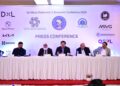 Pakistan SADC Chamber Trade Federation officials at a Karachi press conference ahead of the Africa Diplomatic and Economic Conference.