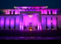 Government buildings in Islamabad illuminated in pink to promote breast cancer awareness.
