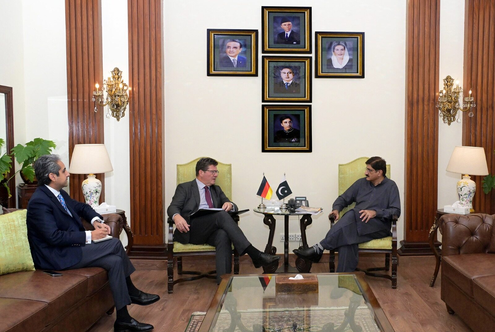 Sindh Chief Minister Murad Ali Shah and German Consul General Thomas E. Schultze discuss water management, agriculture and investment cooperation.