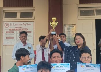 St. Lawrence’s Boys’ School Karachi football team celebrates winning the tournament organised by Reflection School