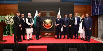 Pakistan Stock Exchange Shariah-Compliant Trading Counter launch ceremony attended by financial regulators, brokerage representatives and Shariah scholars.