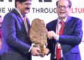 Sindh Chief Minister Murad Ali Shah, Arts Council President Muhammad Ahmed Shah and international guests at the opening ceremony of the World Culture Festival Karachi 2026.