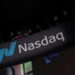 Nasdaq stock market logo displayed in New York amid concerns over Big Tech spending and artificial intelligence investment.