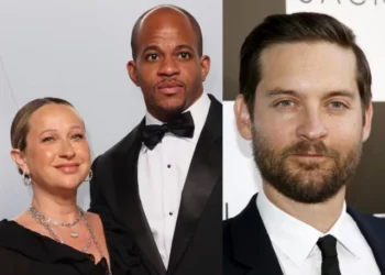 Tobey Maguire officiates Jennifer Meyer’s wedding to Geoffrey Ogunlesi in Hawaii.