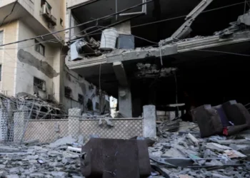 Gaza City after an Israeli airstrike targeting senior Hamas figure Ali al-Amoudi