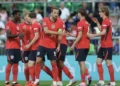 Harry Kane and Bukayo Saka celebrate England’s 7-0 win against Croatia in Rijeka