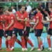 Harry Kane and Bukayo Saka celebrate England’s 7-0 win against Croatia in Rijeka