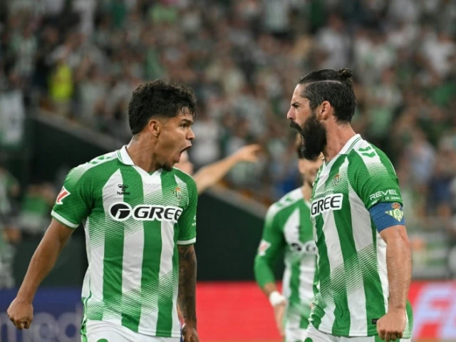 Real Betis midfielder Isco celebrates during the La Liga match against Osasuna.