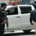 Security personnel at an attack site in Dera Ismail Khan, Khyber Pakhtunkhwa