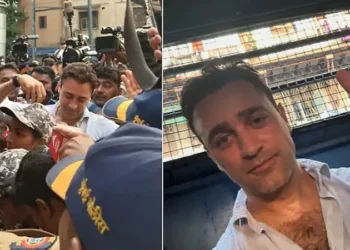 Bollywood actor Imran Khan during the Mumbai protest linked to the Cockroach Janata Party