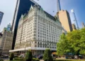 The historic Plaza Hotel overlooking Central Park in New York City.