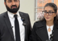 Human rights lawyer Imaan Mazari-Hazir and Hadi Ali Chattha in connection with their anti-terrorism court case in Islamabad.