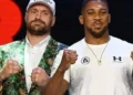 Tyson Fury and Anthony Joshua ahead of their scheduled heavyweight boxing fight at Cardiff’s Principality Stadium