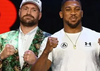 Tyson Fury and Anthony Joshua ahead of their scheduled heavyweight boxing fight at Cardiff’s Principality Stadium