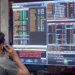 Pakistan Stock Exchange trading board as KSE-100 index declines in intraday trading.