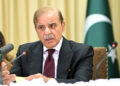 Prime Minister Shehbaz Sharif speaking at a PML-N meeting while criticising PTI's governance record in Khyber Pakhtunkhwa.