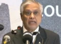 Ishaq Dar speaking about terrorism, security measures and Pakistan’s diplomatic efforts.