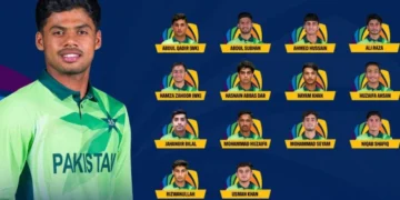 Pakistan U19 cricket squad led by Farhan Yousuf for the ACC Men’s U19 Asia Cup 2026 in Oman.